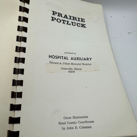 Prairie Potluck Cookbook By Hospital Auxiliary Greenville IL Spiral Bound - Picture 4 of 4